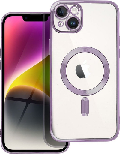Mbulese telefoni Electro Mag për iPhone 14 Plus, përputhet me MagSafe, transparente, vjollcë