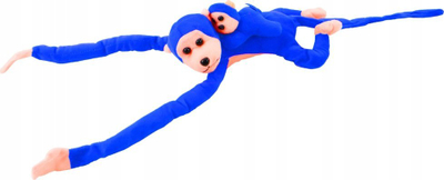 Lodër pelushi Lean Toys Monkey me bebe, 90 cm, blu