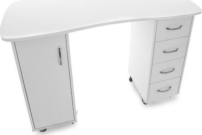 Tavolinë grimi Cosmetic Desk 2027 BP, 2 komodina me rrota, e bardhë