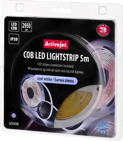 Shirit me drita LED AJE-COB Activejet, 5 m, i bardhë i ftohtë