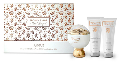 Set Afnan Souvenir Floral Bouquet - Eau de Parfum 100 ml + xhel dushi 100 ml + losion trupi 100 ml
