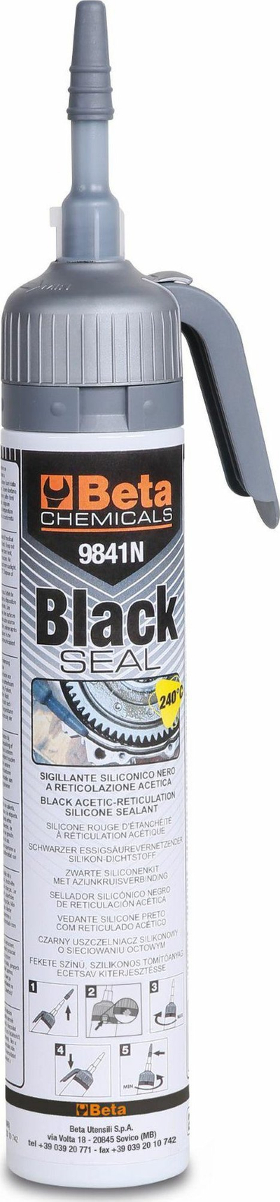 Silikon vulosës Beta 9841N Black Seal, mban deri në 240°C, i zi