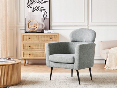 Karrige kolltuku SOBY Armchair, material tekstili, këmbë metalike, gri