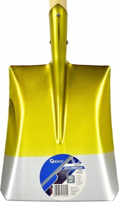 Lopatë për shumë punë GEKO 666525, 125 cm, fletë çeliku ngjyrë argjendi të artë, dorezë druri