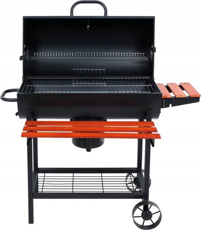 Grill qymyri pa markë, me kapak, sipërfaqe 71x34.5 cm, i zi