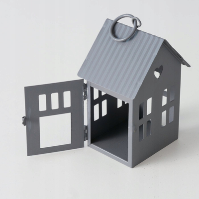 Set llampash dekorative Boltze Home, metal, formë shtëpie, gri
