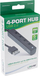 HUB USB InLine 2.0, 4 porta USB A, kabllo 15cm, i zi