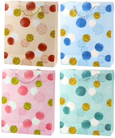 Qese dhurate Gift Bag Dot Pattern Gold Pastel, 32 × 26 × 10 cm, shumëngjyrëshe