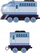 Tren lodër metal Fisher Price Thomas &amp; Friends Kenji, me shtytje, me vagon, blu gri