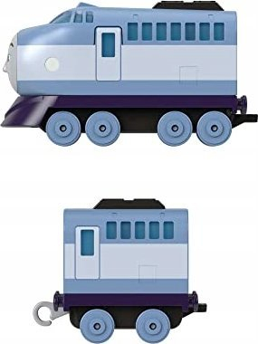 Tren lodër metal Fisher Price Thomas &amp; Friends Kenji, me shtytje, me vagon, blu gri