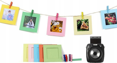 Set korniza kartoni Instax Square, 10 copë, me litar dhe kapëse, shumëngjyrëshe