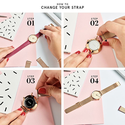 Orë dore Cluse Rose Gold White/Caramel