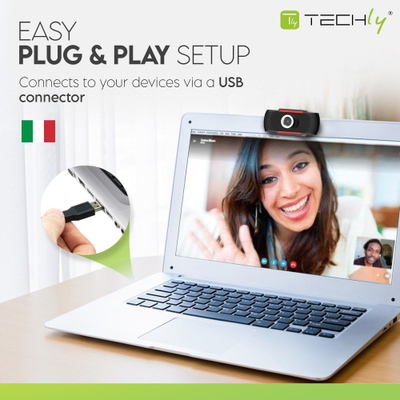 Webkamera Techly I-WEBCAM-60T, Full HD 1080p, USB 2.0, e zezë