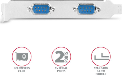 Kartelë zgjerimi Axagon PCEA-S2N, PCIe 2.0 x1, 2 porta seri RS-232 DB9