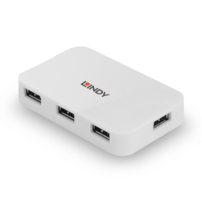 USB hub LINDY 43143, 4 porta, USB 2.0, i bardhë