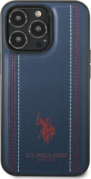 Futrollë US Polo për iPhone 14 Pro 6.1", lëkurë sintetike, blu marinë