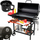 Grill qymyri pa markë, me kapak, sipërfaqe 71x34.5 cm, i zi