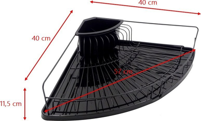 Tharës enësh për qoshe Brunbeste Corner Dish Dryer, i madh, i zi