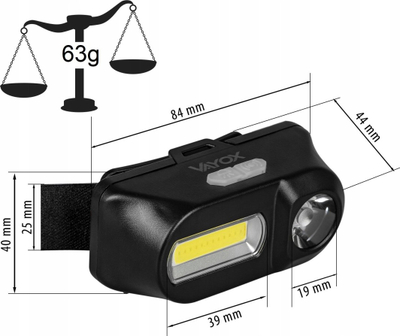 Fener koke pa tel LED COB XPE, i rikarikueshëm USB, i zi