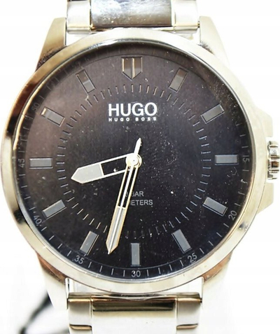 Orë dore për burra Hugo HUGO First, çelik inox, 3 ATM, ngjyrë argjendi