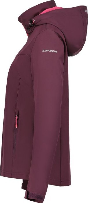 Xhaketë softshell Icepeak BRENHAM për femra, me polar, kapuç i heqshëm, vishnje