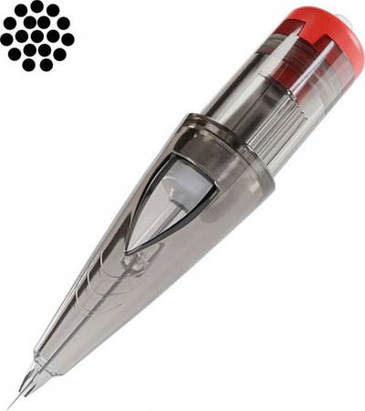 Kartridge tatuazhi El Cartel 18RL Liner 0.30mm, set 10 copë, transparent