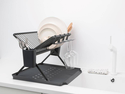 Tharëse enësh e palosshme Brabantia Folding Dish Rack Large, plastike, gri e errët