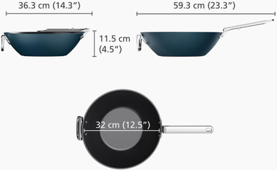 Tigan wok Joseph Joseph Space, 12.5", jo ngjitës, blu e errët