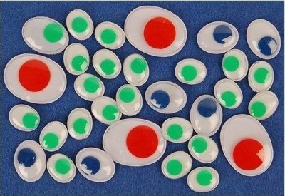 Sy lëvizës vetëngjitës Fandy Moving Eyes Oval, 50 copë, shumëngjyrëshe