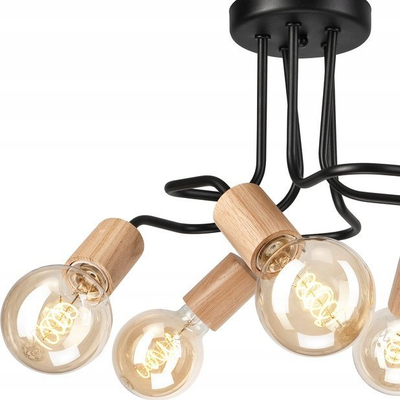 Lampë tavani CONOR LM-5.195, 5 pika, dru oakland, e zezë