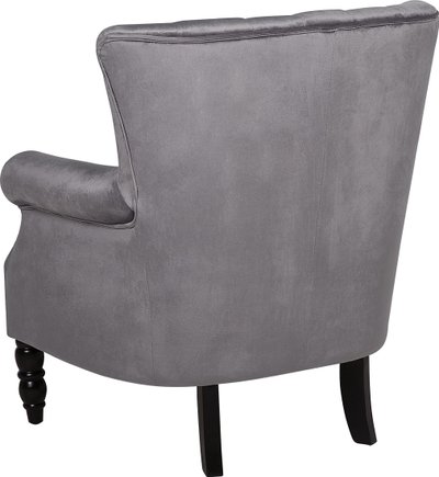 Fotolje SVEDALA Wingback, kadife, stil Çesterfild, gri