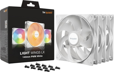 Ventilatorë për kasë Be Quiet! Light Wings LX, 140mm PWM, set me 3 copë, të bardhë