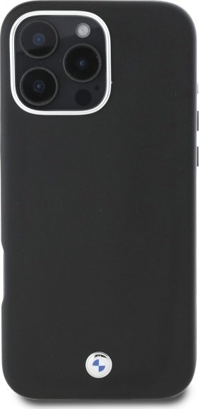 Maskë mbrojtëse BMW Sign Full Wrapped Metal për iPhone 16 Pro 6.3", MagSafe, e zezë