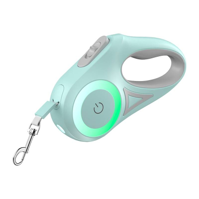 Litar automatik për qen Rojeco, 3 m, me LED, jeshil