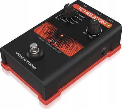 Pedal efekti për vokal TC Helicon VoiceTone R1, reverb, preamp me fantom, i zi