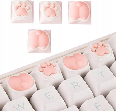 Set keycaps 3D për tastierë, 4 copë, dizajn Cat Paw, shumëngjyrëshe
