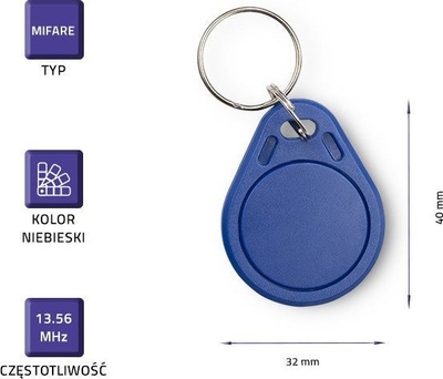 Çelës elektronik Qoltec Mifare, 13.56MHz, set 10 copë, blu