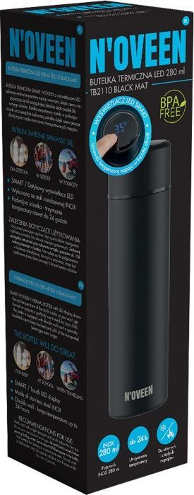 Shishe termike Noveen TB2110, 280 ml, me ekran LED, e zezë matte