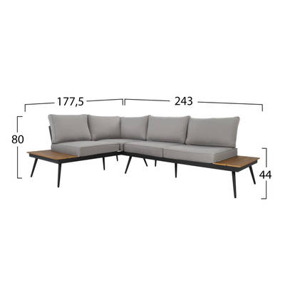 Set mobiliesh kopshti HomeMarkt Sabine HM5126.12, 2 pjesë, kornizë alumini, jastëkë gri