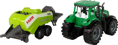 Traktor lodër Leantoys Green Drive, me rimorkio, me mekanizëm fërkimi, i gjelbër