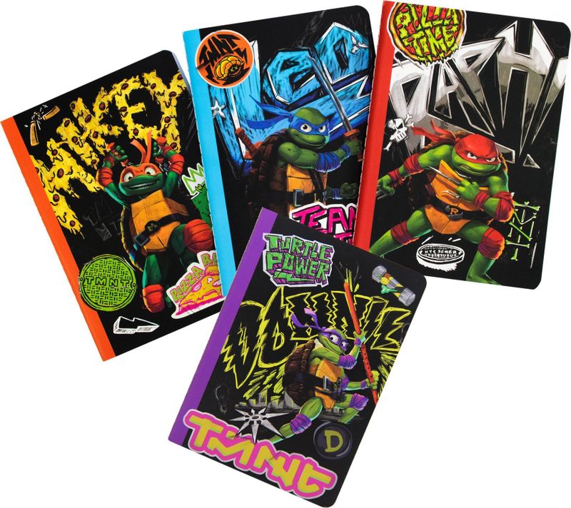 Fletore A6 Teenage Mutant Ninja Turtles Mutant Mayhem, set 4 copë, me vija, shumëngjyrëshe