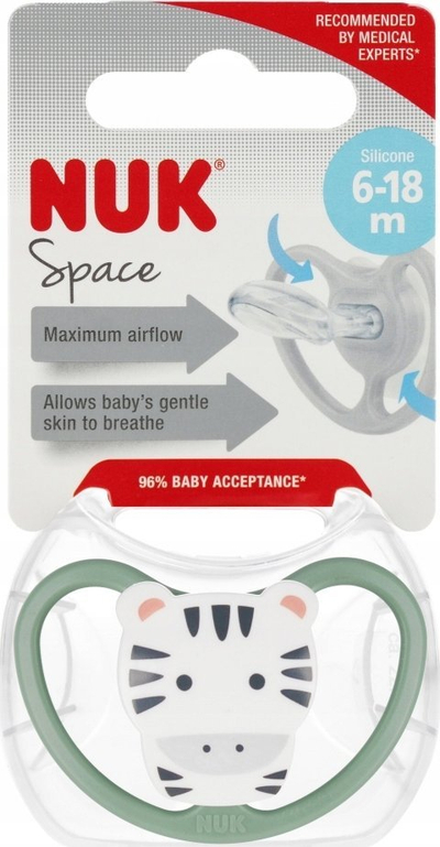 Biberon NUK Space, silikon, 6 18 muaj, me kuti
