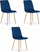 Karrige OSKAR LAVA, kadife, 86x45x55cm, navy blue, set me 3 copë