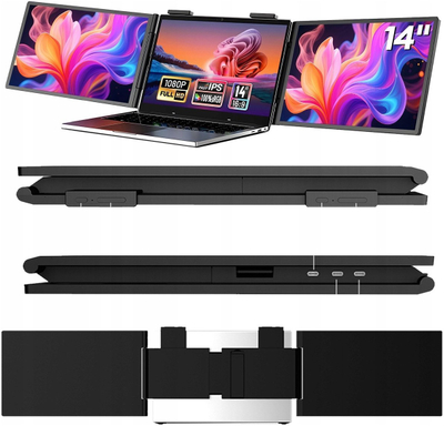 Monitor portativ ZEUSLAP ZB14, 2x 14" Full HD, IPS, i zi