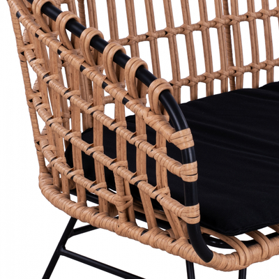 Stol metalik Allegra HM5692, wicker, 124x57x77 cm, zi bezhë