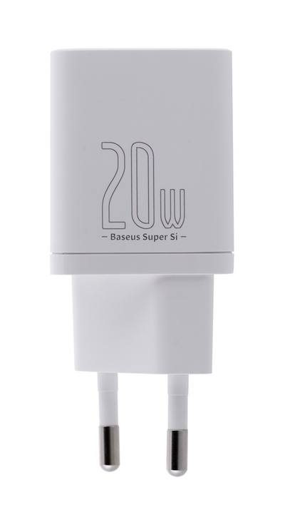 Adapter rryme Baseus Super Si, 20W, 1 x USB Type C, i bardhë