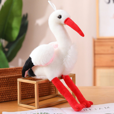 Lodër pelushi LEAN TOYS lejlek, 37cm, e bardhë me të kuqe