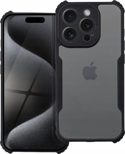 Kapak telefoni ANTI-DROP për Motorola G73, akril transparent, skaje gome, i zi
