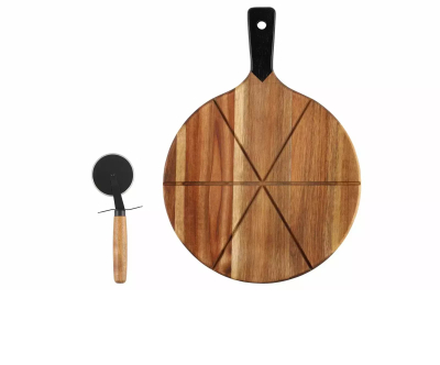 Set servirjeje pice Maku Kitchen Life, dru akacie, 2 pjesë, ngjyrë natyrale
