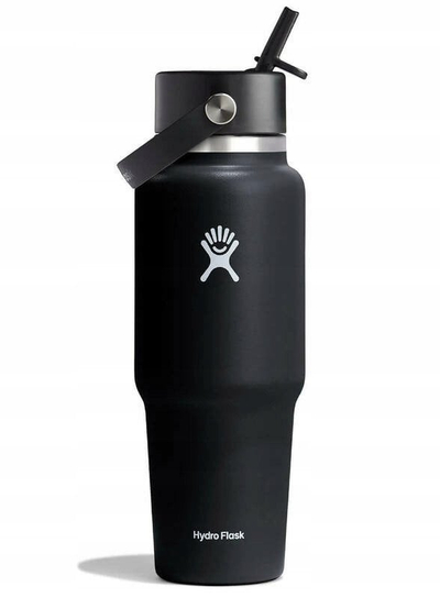 Shishe uji Hydro Flask Wide, 32oz, çelik inoks, me kapak Flex Straw